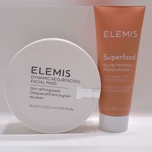 ELEMIS Superfood Glow Primer and Resurfacing Wipes Bundle, New
